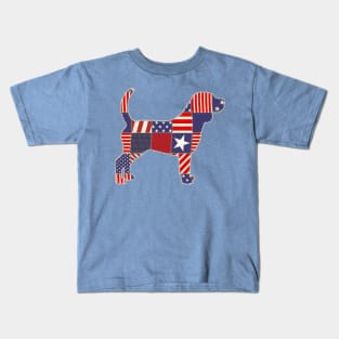 Beagle 4th of July Dog Lovers Owner Patchwork Flag Kids T-Shirt